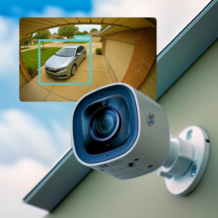 outdoor residential  camera identifying a vehicle