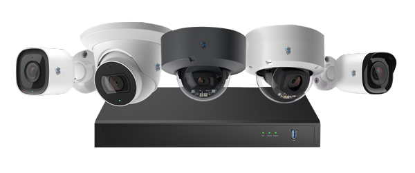 image of an indoor camera, outdoor camera, and local storage