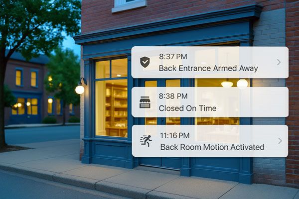 late night security notifications for business security system